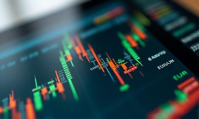 Currency exchange rates on digital screen