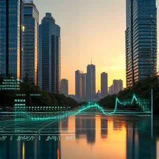Manila financial district skyline and stock market overlay