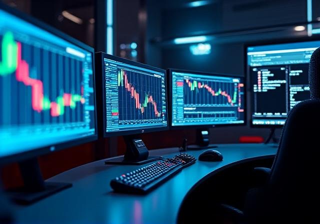Financial data charts showing market analysis