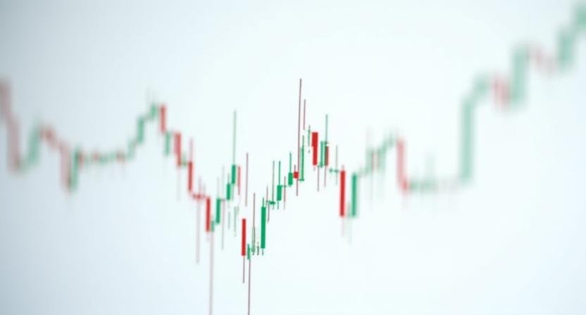 Financial chart showing candlesticks and price trends